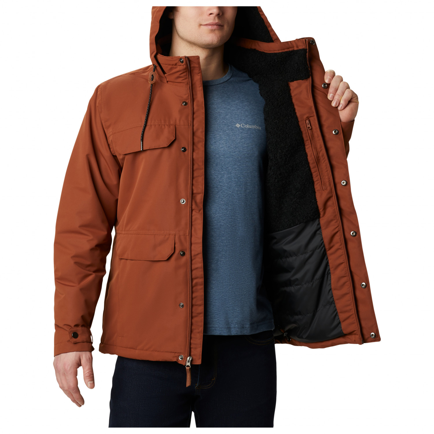 Columbia Landroamer Giacca Foderata Uomo – Impermeabile Omni-Tech, Isolamento Riciclato, Fodera In Flanella, Multitasche