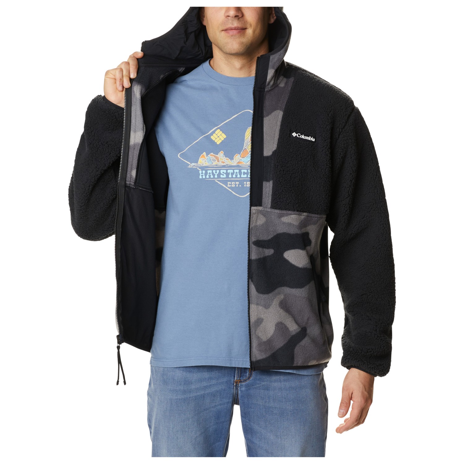 sherpa fleece zip hoodie