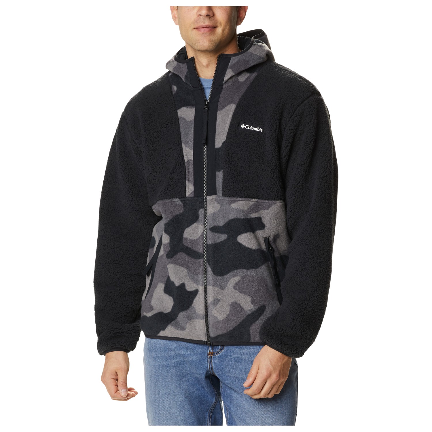 sherpa fleece zip hoodie