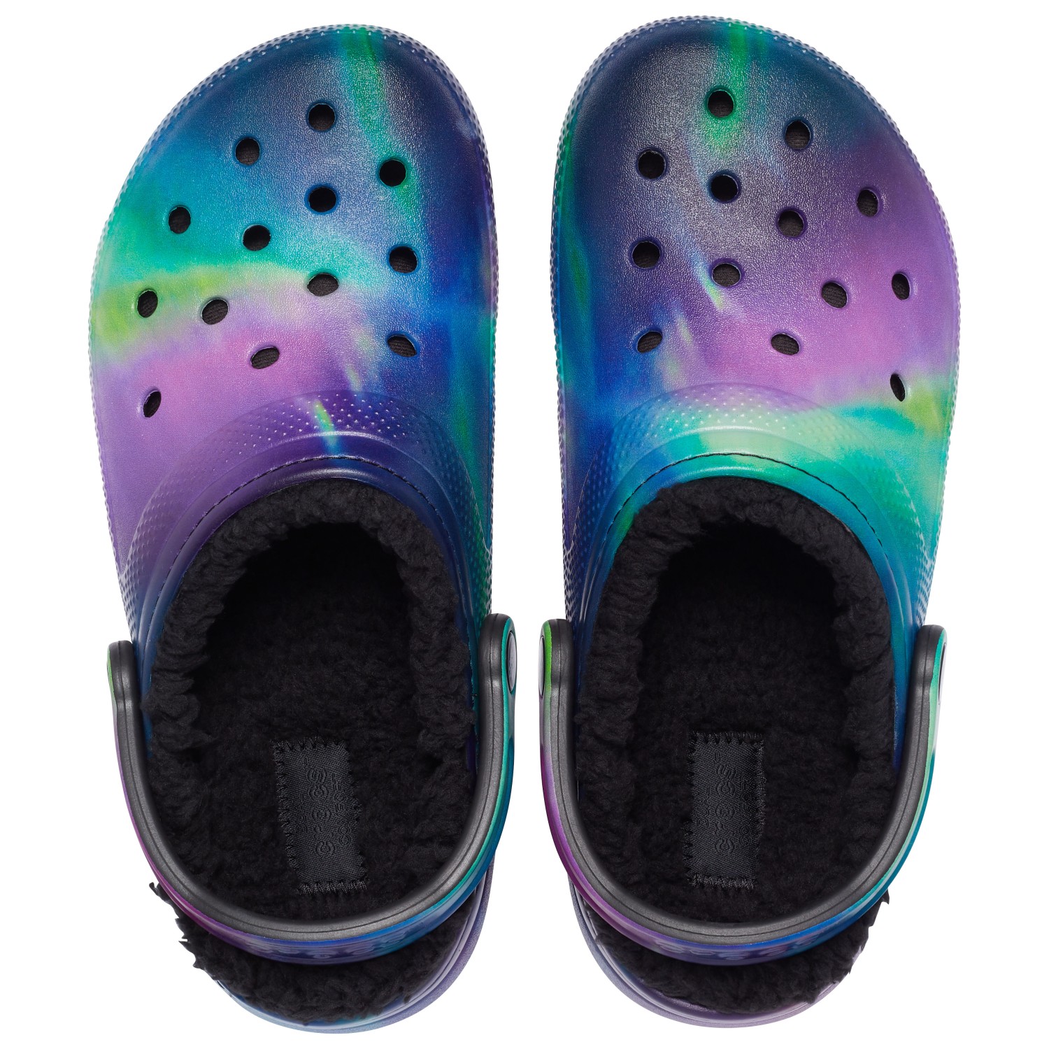 lined rainbow crocs