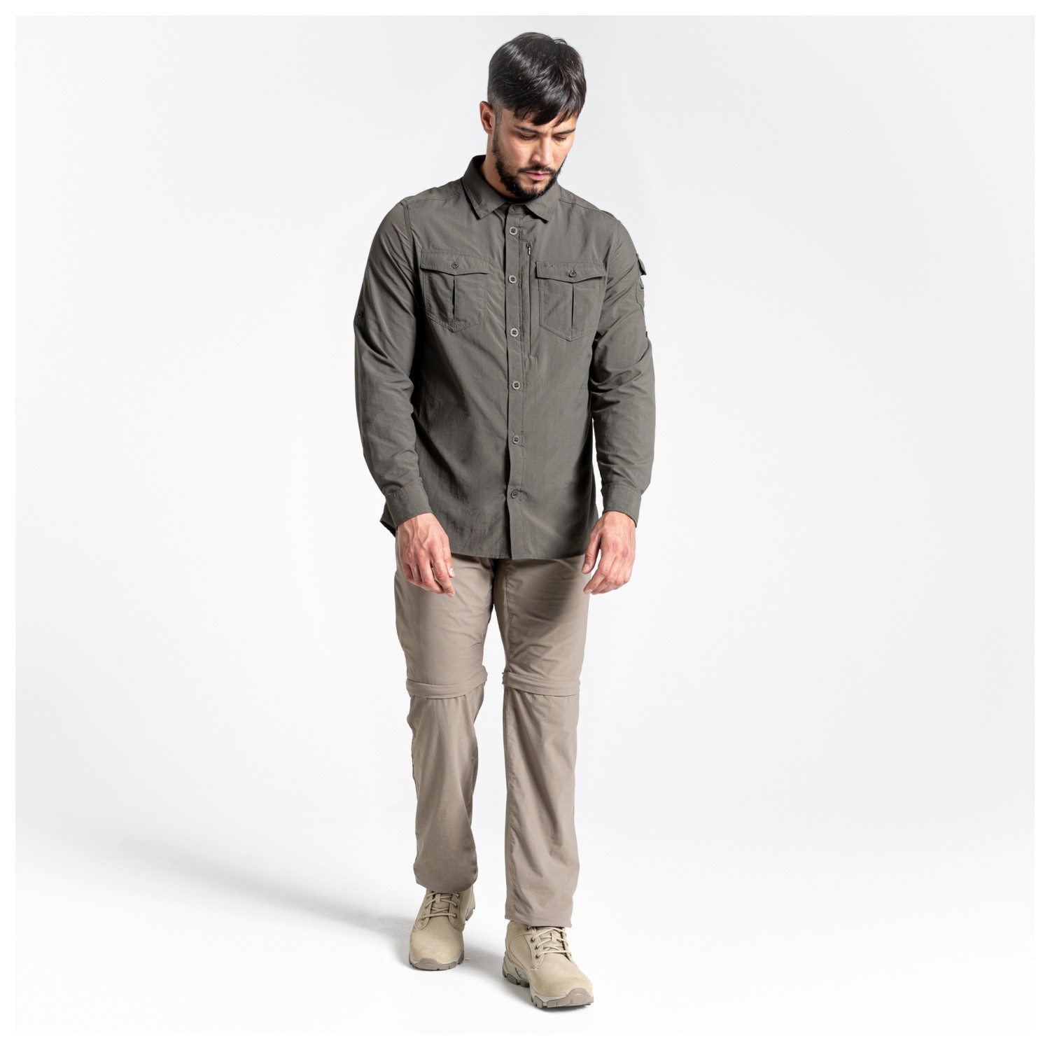 Chemise Craghoppers NosiLife Pro - Taille Grande, Couleur Parchemin, Manches Longues, Occasion, Idéale Randonnée Voyage