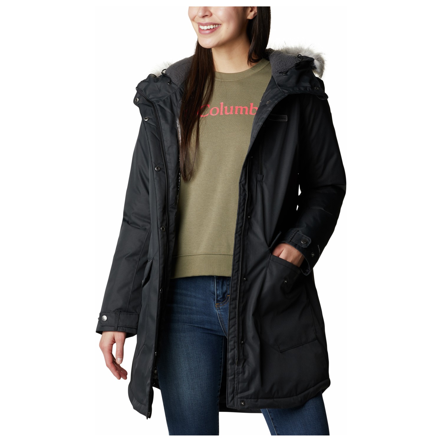 Columbia Suttle Mountain Long Insulated Jacket Veste d'hiver, Pierre foncée, XS Femme