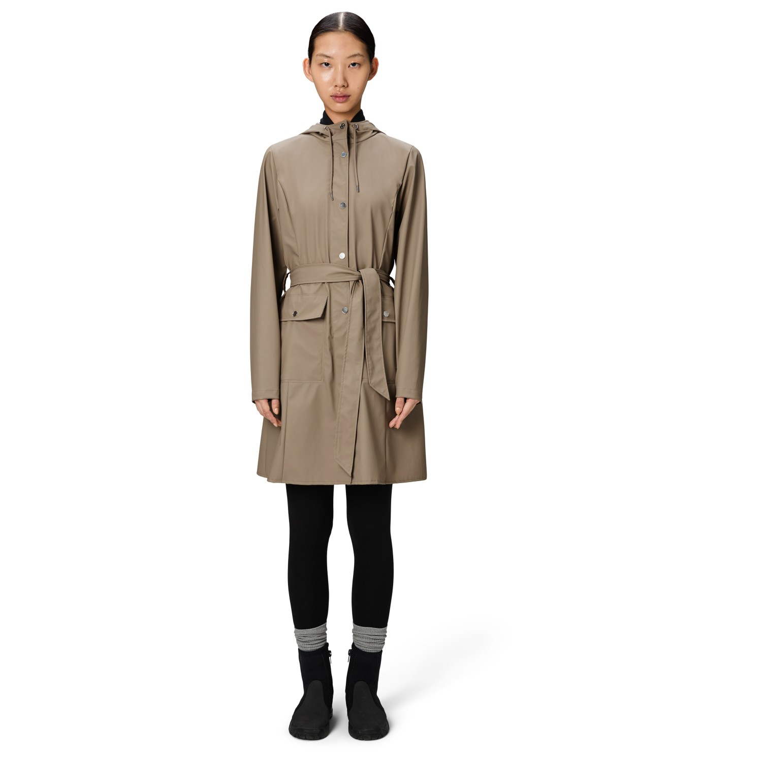 Veste De Pluie Imperméable Femme Légère Softshell - Trench Long Avec Capuche Amovible - Coupe-Vent Respirant - 2