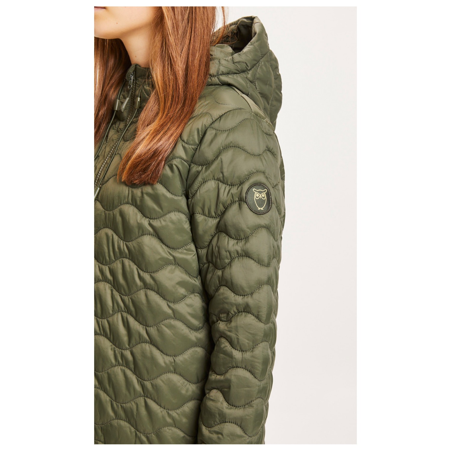 knowledge cotton apparel long soft shell quilted jacket