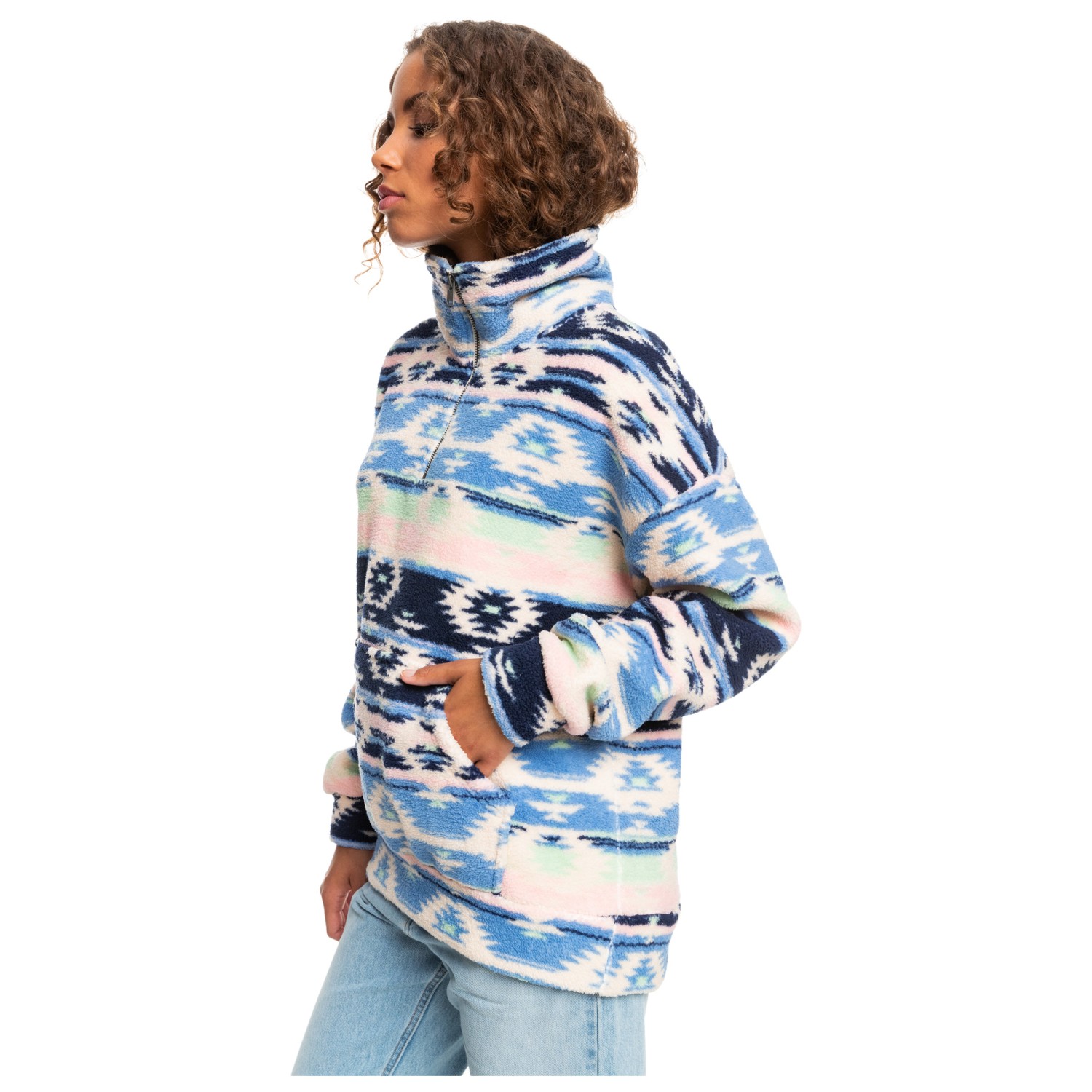 Polaire Dégradée Roxy Live Out Loud Pour Femme - Demi-zip, Col Montant, Poche Kangourou