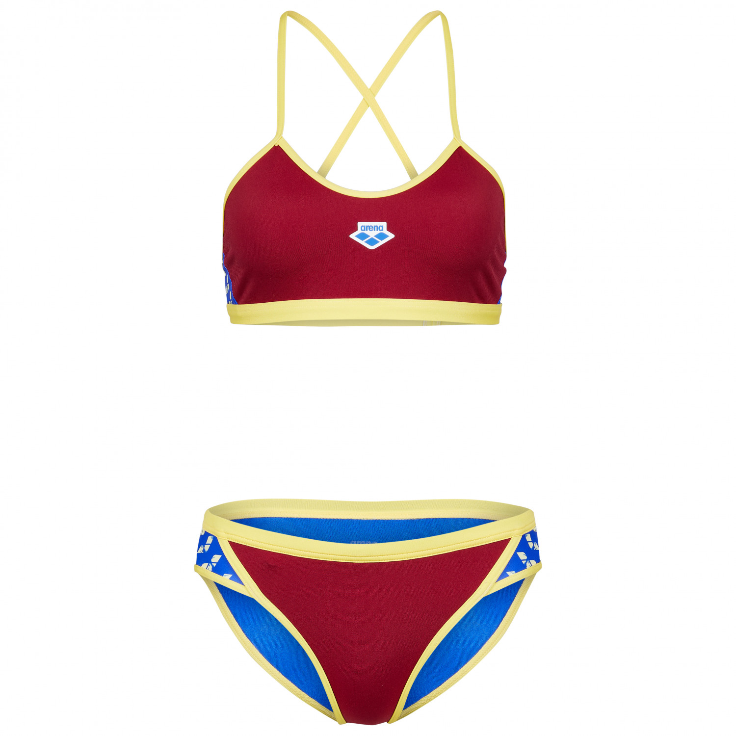 Arena Icone Set Bikini Donna – Royal-Bianco, Taglia 30 – Con Schiena Incrociata E Tessuto Clorez