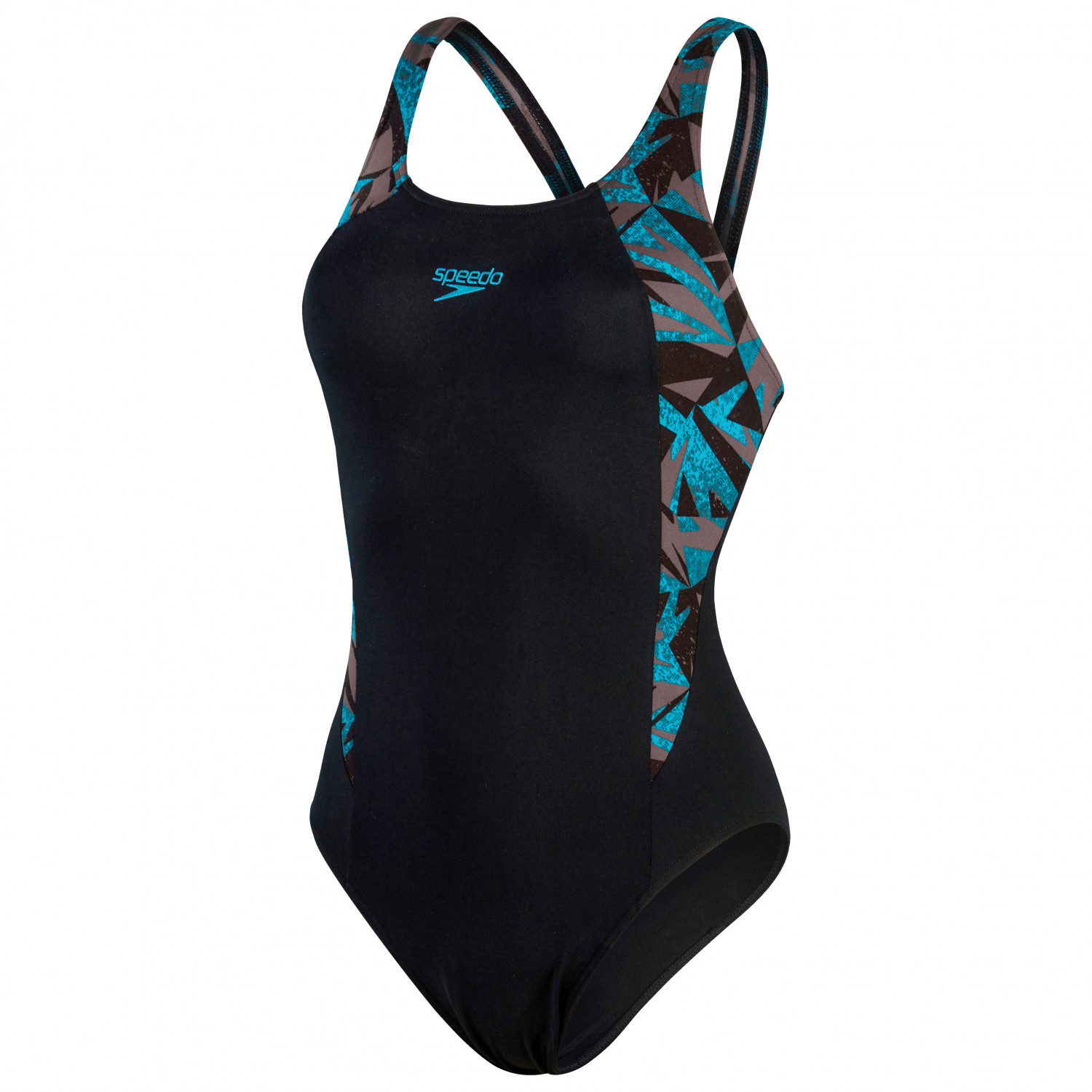 Costume Da Bagno Speedo Hyperboom Muscleback Donna - Nero Con Stampa Blu, Resistente Al Cloro - Foto 10
