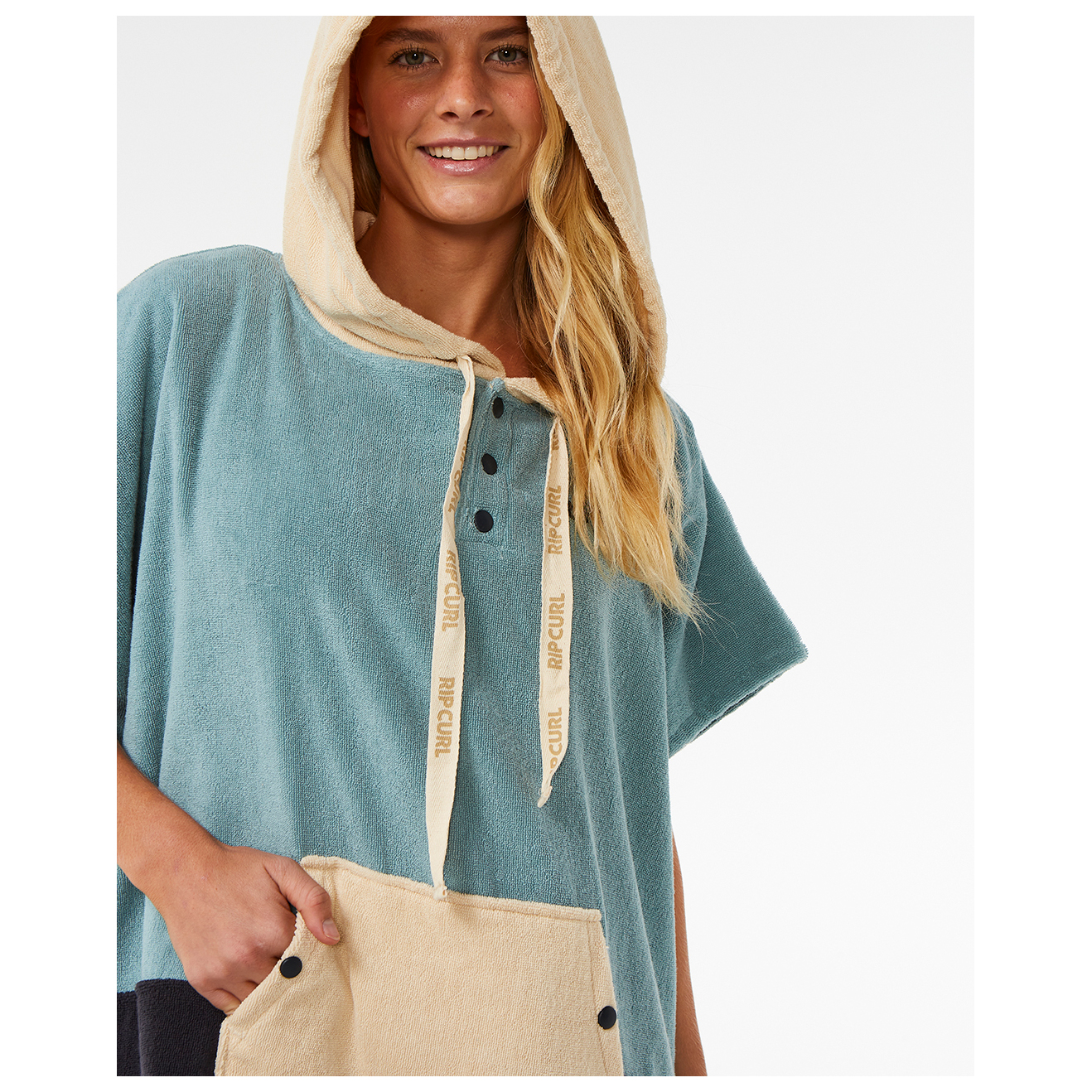 Poncho Asciugamano Con Cappuccio Rip Curl Classic Surf Per Donna, Giallo, 90% Poliestere 10% Poliammide, Lunghezza 104 Cm