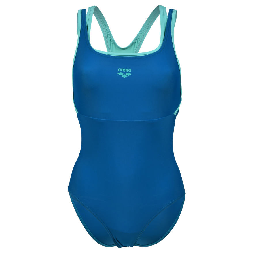 Dusty Blue Kleur Arena Solid Control Pro Badpak Dames – Dusty Blue – Met Geïntegreerde Beha En Brede Bandjes Badpak Dames Arena