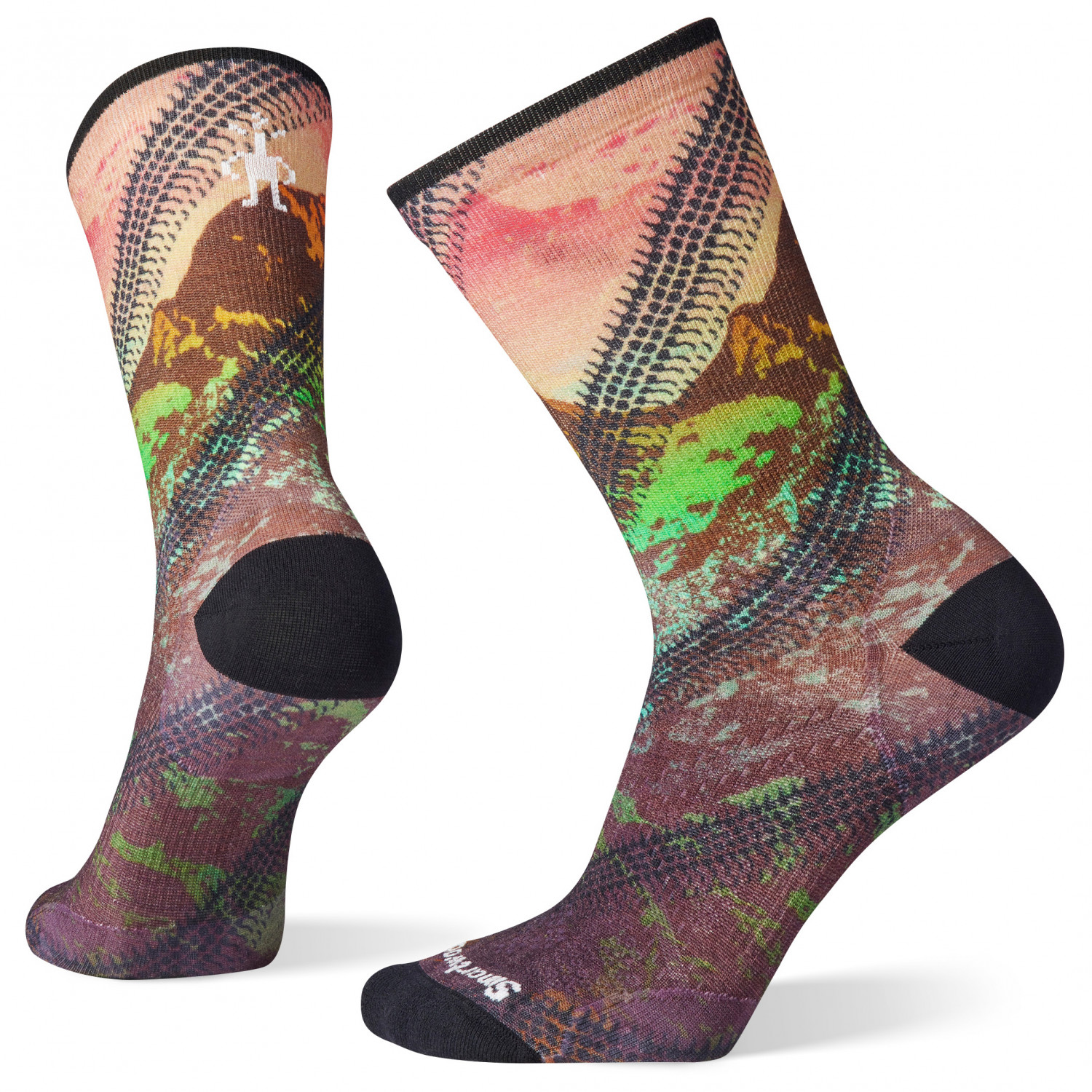 Socks Ciclismo Estampado Smartwool - Calcetines Para Ciclismo Mujer Bike Zero Cushion, Diseño Celestial, Tejido Merino Sin Costuras Calcetines Sin Costuras
