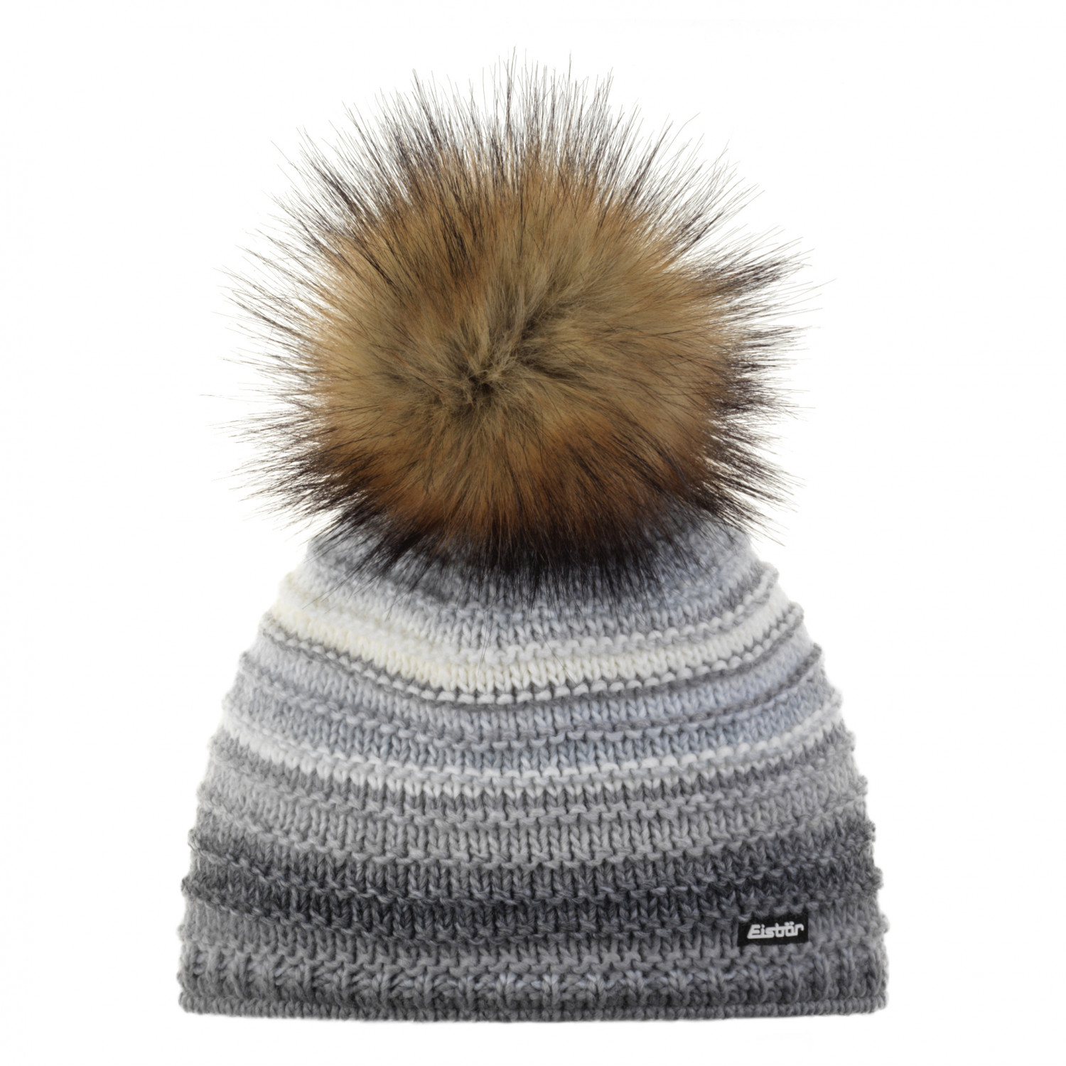 Bonnet Coloré Espace-dyed Bonnet Eisbär Mikata Lux MÜ - Femme - Multicolore Avec Pompon Fourrure - Taille Unique Bonnet Femme Eisbär