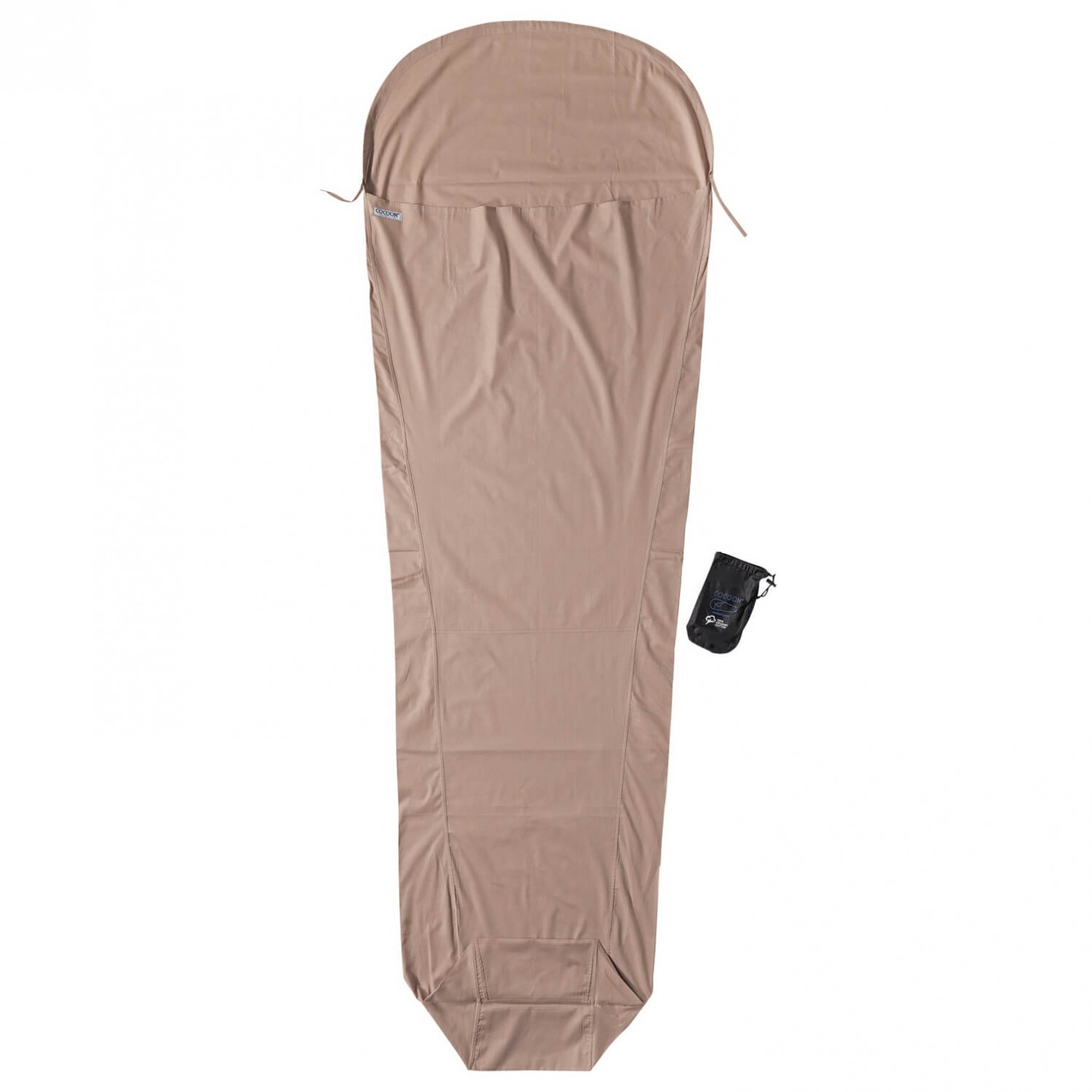 Cocoon Mummyliner En Coton égyptien - Sac De Couchage Léger, Capuche Intégrée - Pour Camping, Voyage