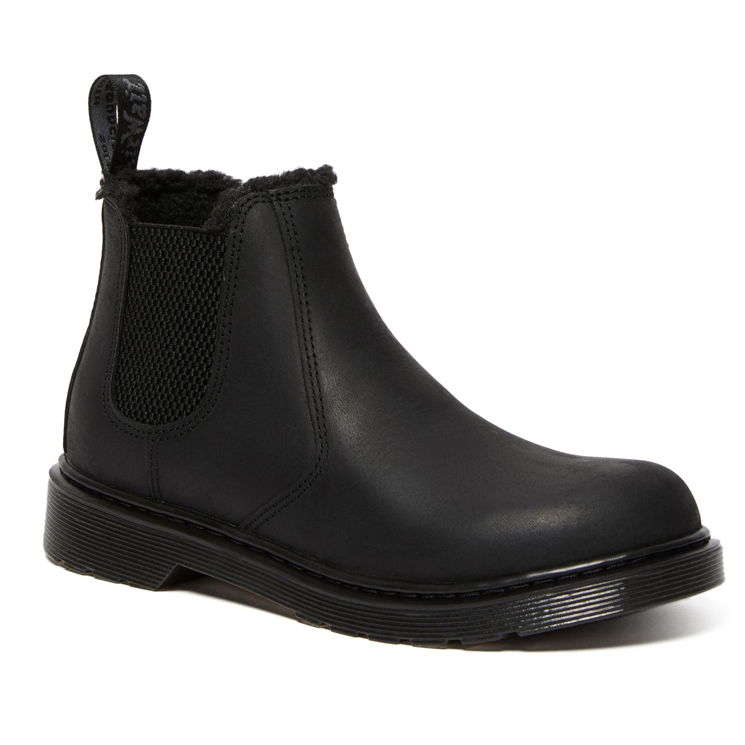 Dr. Martens 2976 Leonore Mono - Stivaletti In Pelle Con Cerniera Per Bambini E Ragazzi, Neri, Suola Piatta