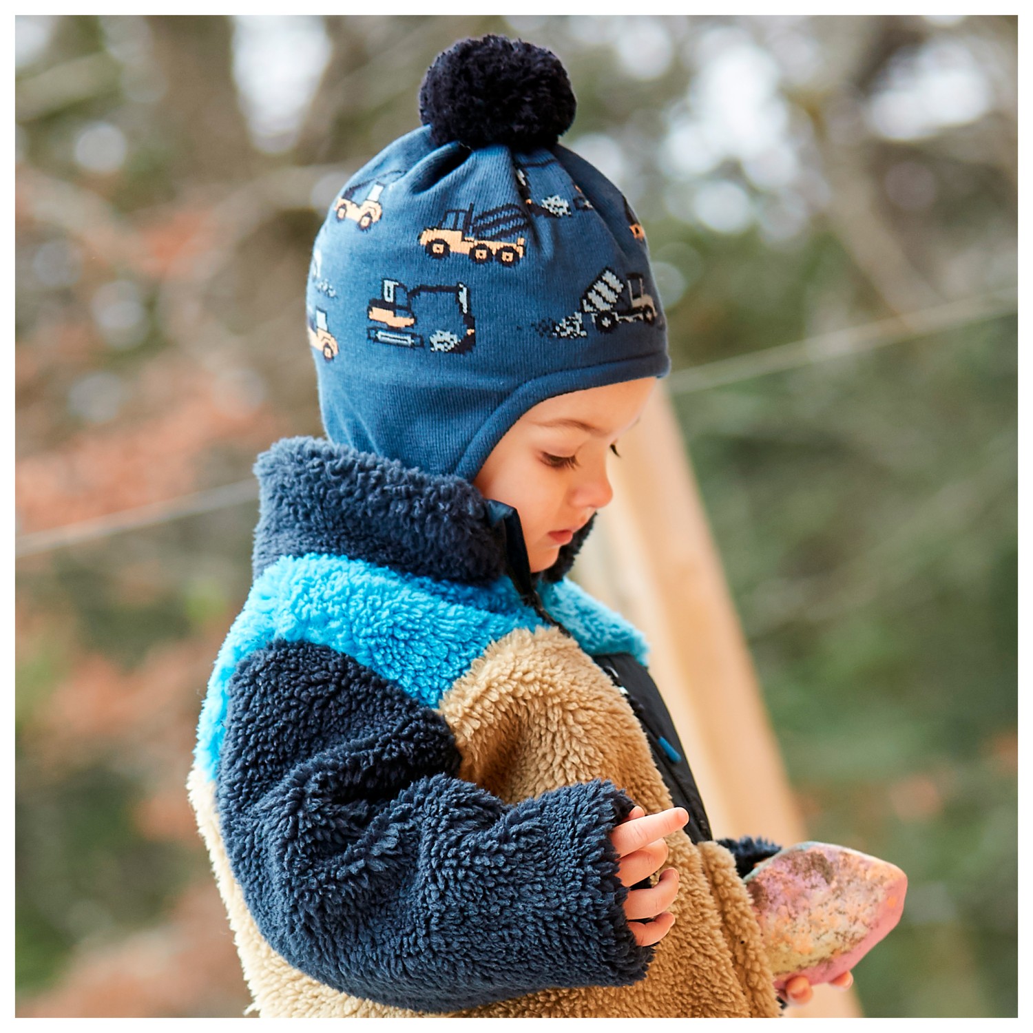 Maximo MINI Boy Schlupfmütze Mit Baufahrzeugen - Made In Germany, 100% Baumwolle, OEKO-TEX Zertifiziert