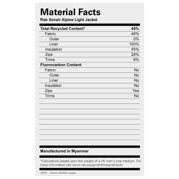 Rab - Xenair Alpine Light Jacket - Giacca sintetica