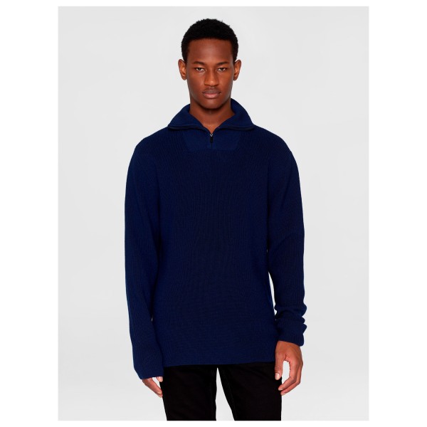 KnowledgeCotton Apparel - 1/2 Neck Zip Merino Wool Rib Knit - Merinowollen trui