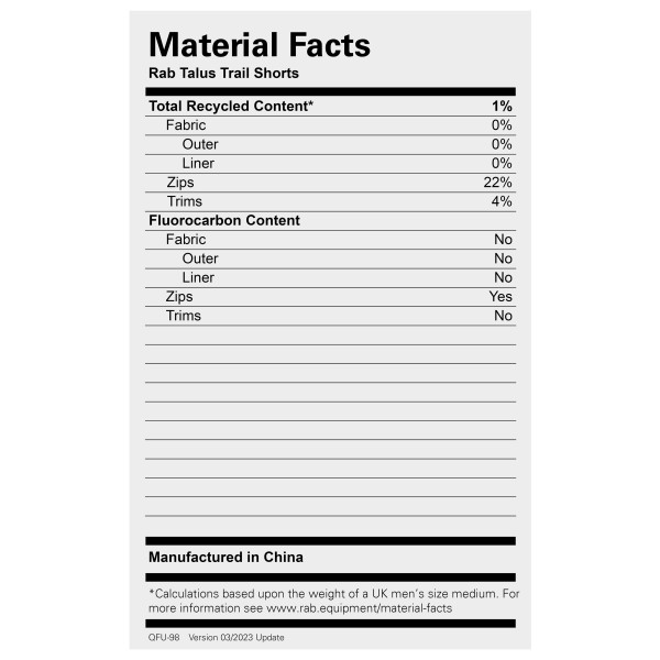 Rab - Talus Trail Shorts - Pantaloncini da running