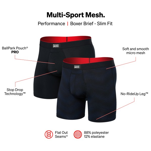 Saxx - Multi-Sport Mesh Boxer Brief Fly 2-Pack - Underkläder syntet