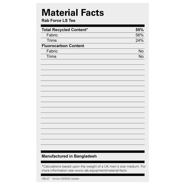 Rab - Force L/S Tee - Maglia funzionale