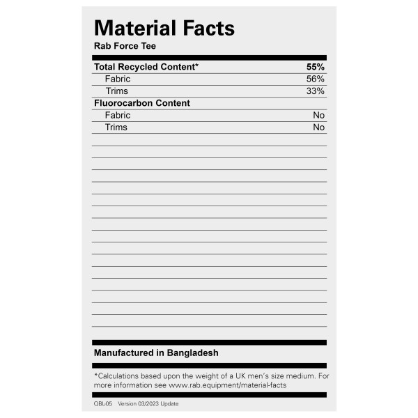 Rab - Force Tee - T-shirt technique