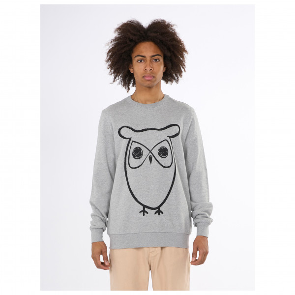 KnowledgeCotton Apparel - Crew Neck Big Owl Front Print - Trui