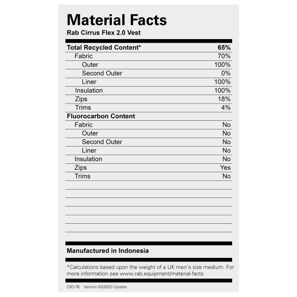 Rab - Cirrus Flex 2.0 Vest - Syntetväst