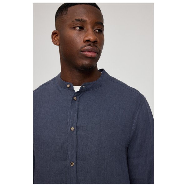 Mazine - Stand Collar Linen Shirt - Overhemd