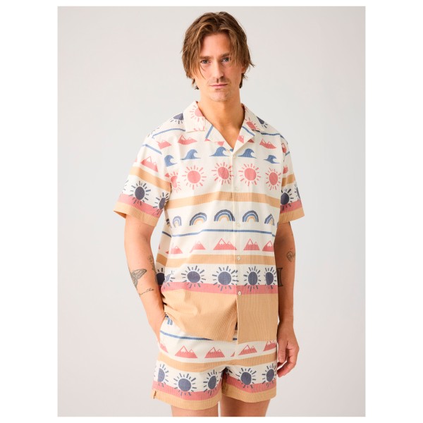 KnowledgeCotton Apparel - Box Fit Short Sleeved AOP Seersucker Shirt - Camisa