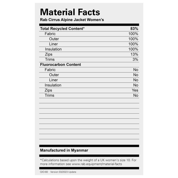 Rab - Women's Cirrus Alpine Jacket - Syntetjacka