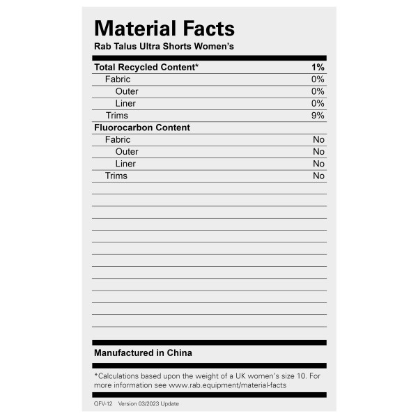 Rab - Women's Talus Ultra Shorts - Hardloopshort