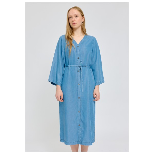 Mazine - Women's V-Neck Tencel Midi Dress - Hame