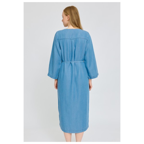 Mazine - Women's V-Neck Tencel Midi Dress - Rock