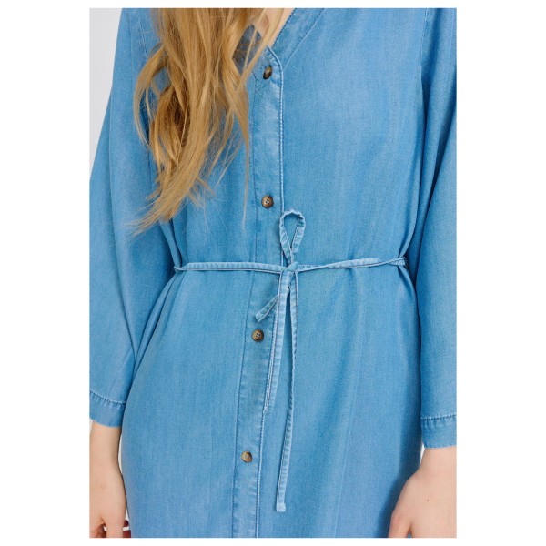 Mazine - Women's V-Neck Tencel Midi Dress - Rock