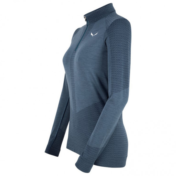 Salewa - Women's Zebru Medium Warm AMR Half Zip Tee - Underkläder merinoull