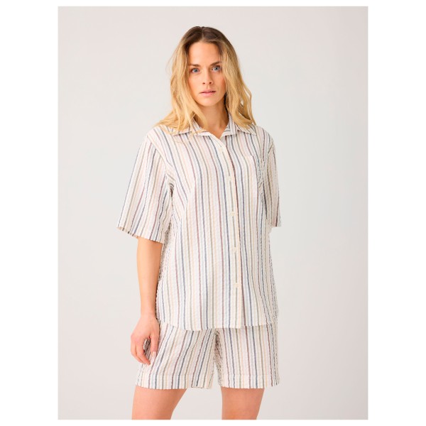 KnowledgeCotton Apparel - Women's Seersucker Stripe Short Sleeved Shirt - Bluse