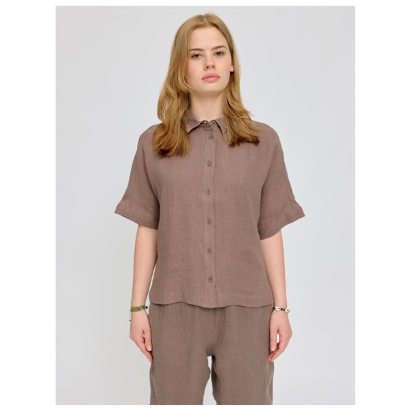 Mazine - Women's Short Sleeve Linen Shirt - Bluse