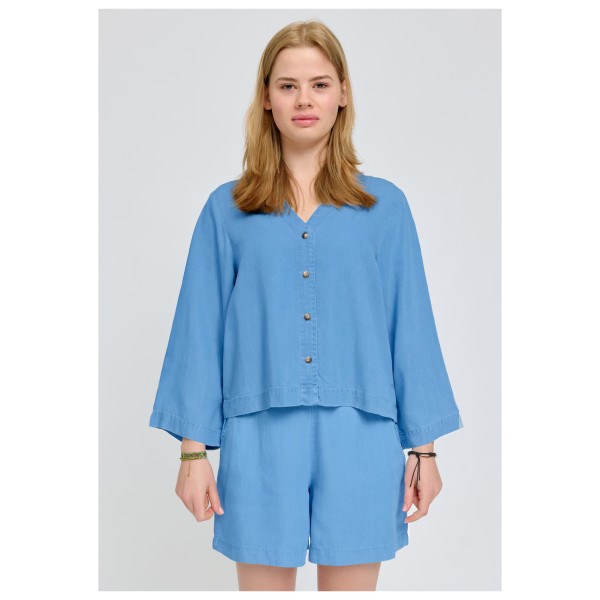 Mazine - Women's V-Neck Tencel Blouse - Blusar