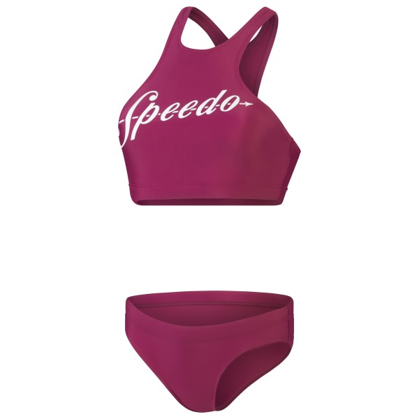 Speedo Logo Volley 2 Delig Dames Zwempak - Retro Bondi Blauw - Sportief Tweedelig Met Trekkoord