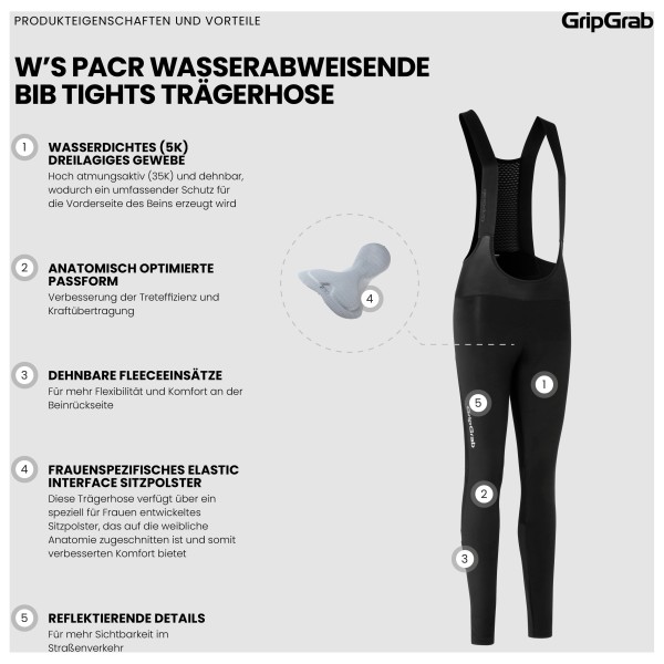 GripGrab - Women's PACR Water-Resistant Bib Tights - Fietsbroek