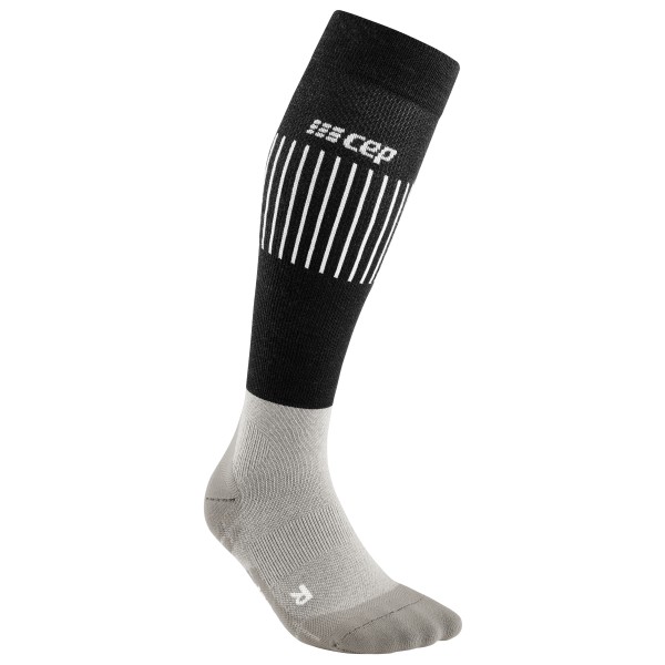 CEP Damen Ski-Socken SNOWFALL TALL – Kompressionssocken Mit Merinowolle, Schwarz/lila, Größe 3