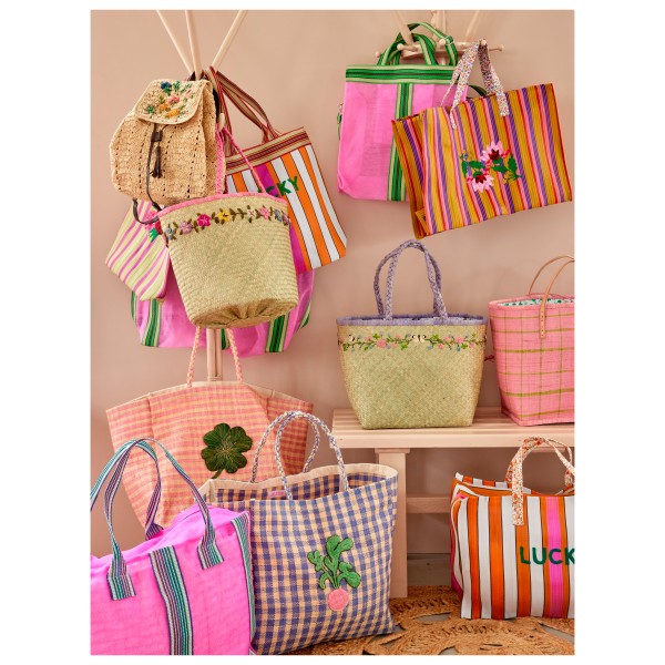 Rice - Raffia Bags with Raffia Handles and Fabric Closing - Bag