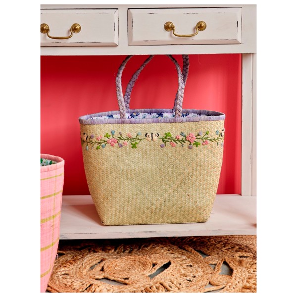 Rice - Raffia Bags with Raffia Handles and Fabric Closing - Bag