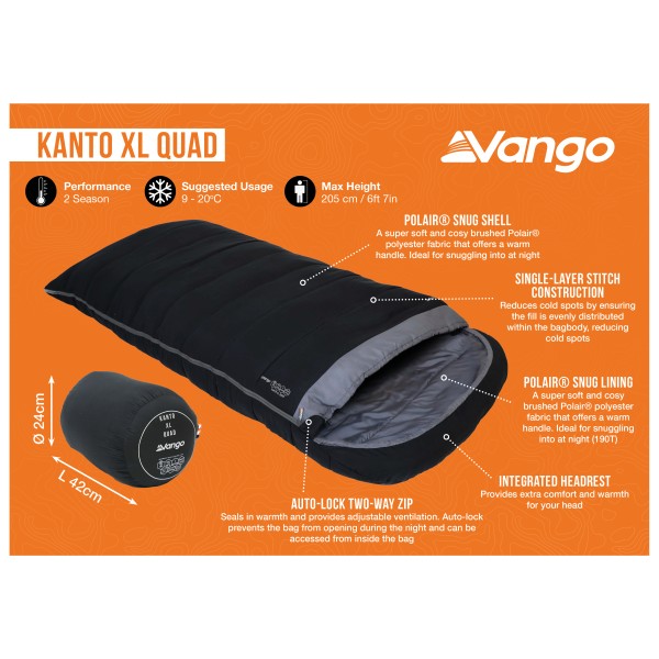 Vango - Kanto XL Quad - Syntetisk fibersovepose