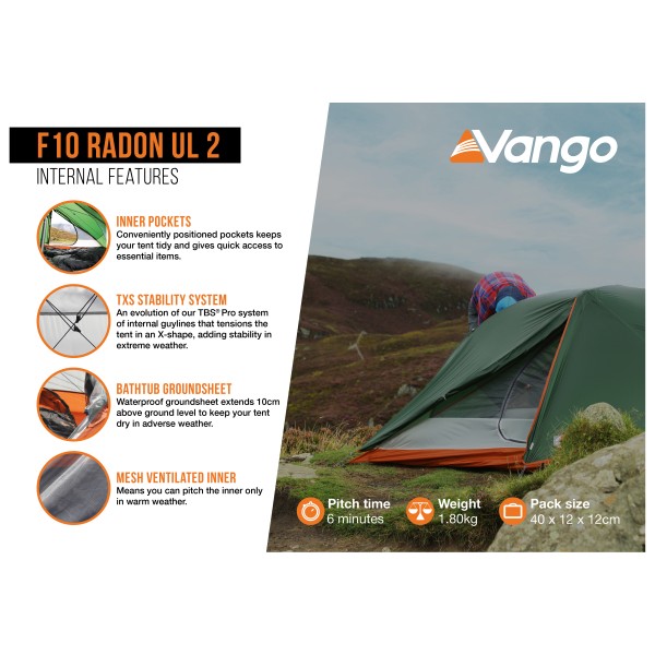 Vango - F10 Radon UL 1 - Tenda a 1 posto