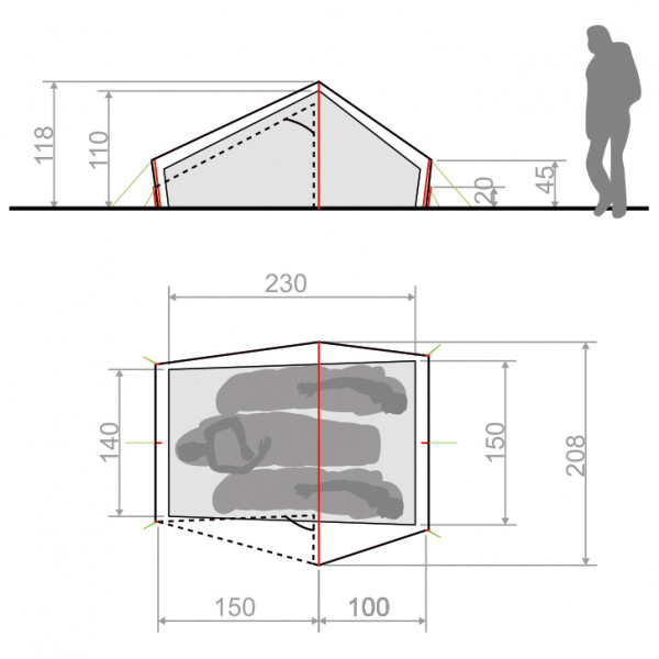 Vaude - Lizard Seamless 2-3P - 2-persoonstent