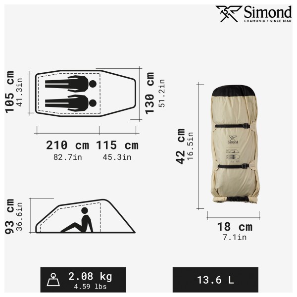 SIMOND - MT900 Tunnel Tent 2 - 2-Personen Zelt