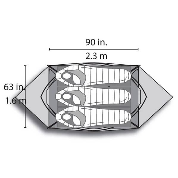 MSR - Elbow Room 3 - Tienda de campaña 3 personas