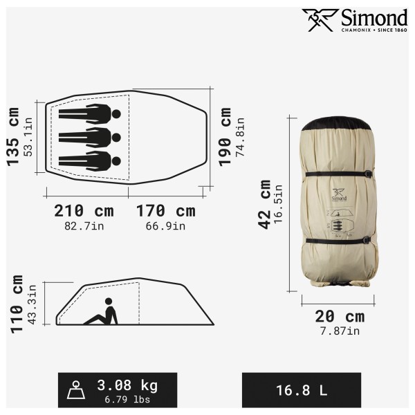 Simond - MT900 Tunnel Tent 3 - 3-person tent
