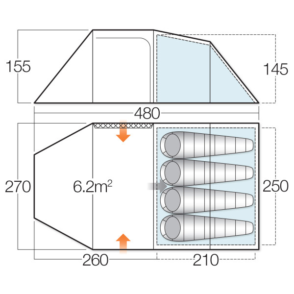 Vango - Beta 450XL CLR - Tienda de campaña 4 personas