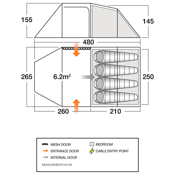 Vango - Beta 450XL - Tienda de campaña 4 personas